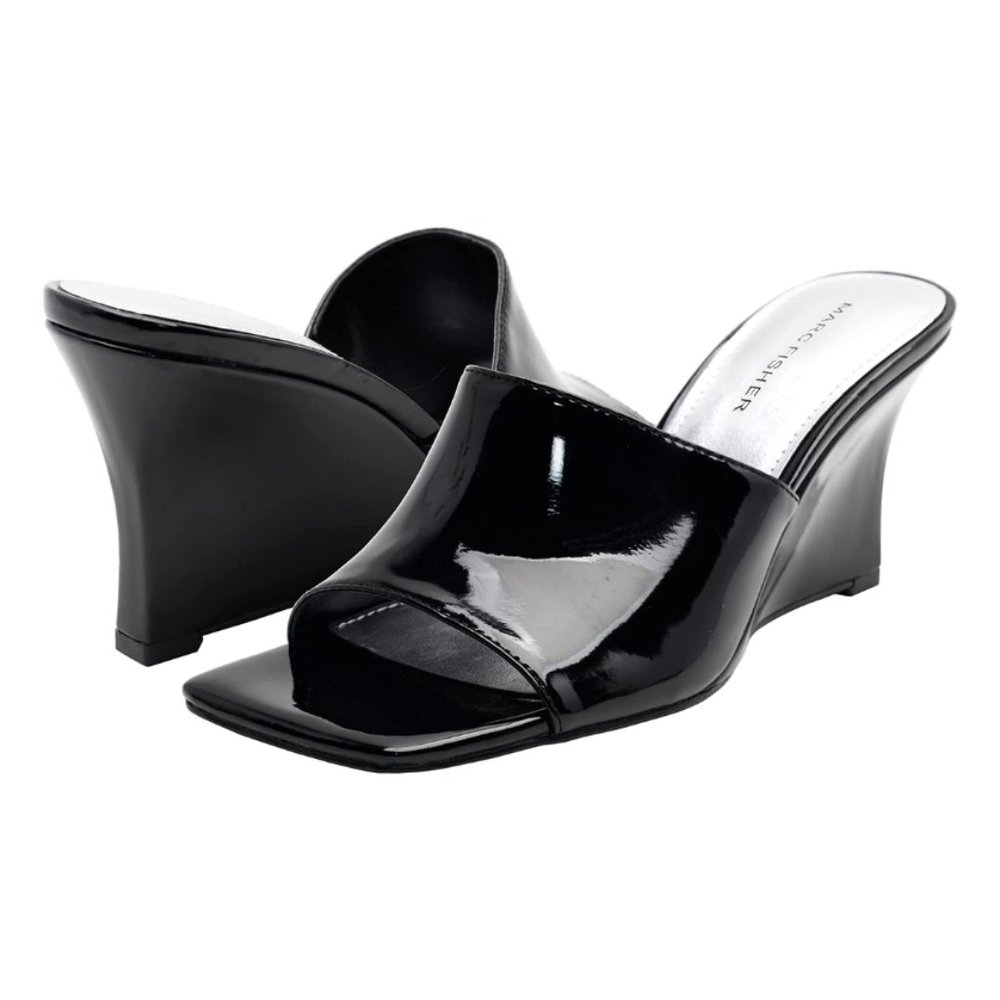 Marc Fisher Patent Wedge Sandals